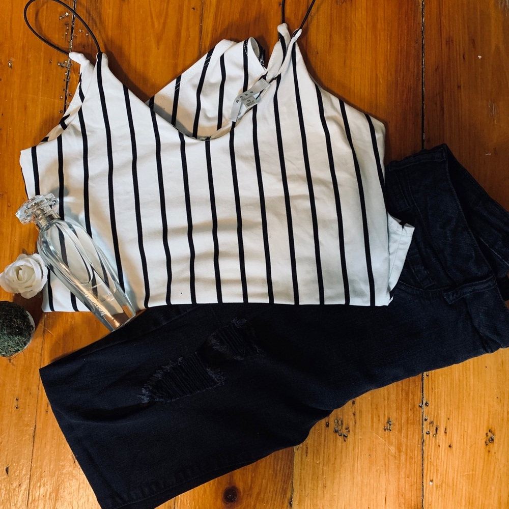 Black&white stripped body suit!